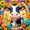Mandala circle friendly farm milk cow pet cartoon comedy
