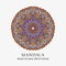 Mandala colored oriental round floral ornament. Colorful vector hand drawn decoration