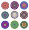 Mandala colored set. Geometric circle element. Mandala for decoration holiday cards, background and sites. Colorful mandala.