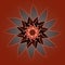 MANDALA DAHLIA. PLAIN BROWN BACKGROUND. CENTRAL LINEAR DESIGN. FLOWER IN GRAY, BROWN AND WHITE