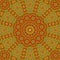 Mandala effect tile arabesque in ocher, golden lime, butterum and green colors
