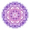 Mandala. Ethnic round ornament. Hand drawn indian motif. Mehendi meditation yoga henna theme. Unique violet floral print.