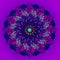 MANDALA  FLOR DAHLIA, CENTRAL LINEAR DESIGN. PLAIN VIOLET BACKGROUND. FLOWER IN BLUE, FUCHSIA, PURPLE AND BLACK