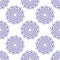 Mandala floral vector pattern seamless background. Delicate drawn flowers geometric backdrop in periwinkle violet purple