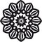 Mandala - Flower Star Sun Illustration, Nature, Energy Circle Round Beautiful Symmetry Harmony Symbol in Black and White