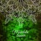 Mandala on green leaves nature background. Vector boho mandala. Yoga template, psychedelic, psychology