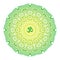 Mandala in green and yellow tones. Vector openwork delicate drawing.