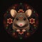 Mandala of a hamster on a black background. Generative AI