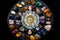 mandala made of crystals and stones, with their sacred and healing energies