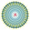 Mandala, object of rotation, spiritual symbol, with the sign om, aum in the center.