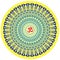 Mandala, object of rotation, spiritual symbol, with the sign om, aum in the center.