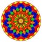 Mandala: sacred geometry in the style of a colorful, elegantly decorated oriental flower on a white background