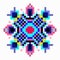 Mandala of small pixels on a white background