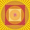 Mandala of squares, circles and rays. Aum / Om / Ohm sign. Vector .