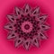 MANDALA SUNFLOWER. PLAIN MAGENTA BACKGROUND. MONOTONE IMAGE IN BURGUNDY