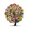 Mandala tree, floral sketch for your design