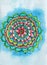 mandala turquoise pink green watercolor illustration