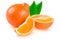 Mandarin or Mineola with leaf on white background