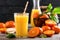 Mandarin orange juice. Refreshing summer drink. Fruit refreshment beverage