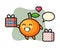 Mandarin orange mascot cartoon giving the gift