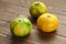 mandarin satsuma orange on wood table