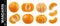 Mandarine, tangerine, clementine isolated on white background. Collection