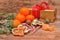 Mandarines, gift box and sweeties