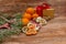 Mandarines, gift box and sweeties