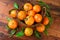 Mandarins tangerines basket. Top view