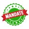 MANDATE text on red green ribbon stamp