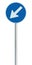 Mandatory keep left United Kingdom UK road sign on pole post, large blue round isolated traffic lane route reroute roadside