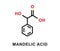 Mandelic acid chemical formula. Mandelic acid chemical molecular structure. Vector illustration