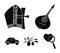 Mandolin, papa, olive, retro auto.Italy country set collection icons in black style vector symbol stock illustration web