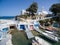 Mandrakia traditional Greek village with fish boats at Milos isl