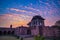 Mandu India, afghan ruins of islam kingdom, mosque monument and muslim tomb. Colorful sky at sunrise, Ashrafi Mahal.