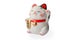 Maneki neko lucky cat show text on hand meaning rich on white background, select focus