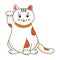 Maneki neko / neco , a cat with a raised paw Japanese luck symbol, illustration,