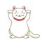 Maneki neko / neco , a cat with a raised paw Japanese luck symbol, vector illustration