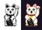 Maneki Neko vector in two styles black and colored