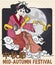 Manga Design with the Moon Goddess Chang`e for Mid-Autumn Festival, Vector Illustration