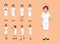 Manga Woman Red Head Nurse Uniform Poses Vector Illustration