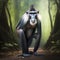 Mangabey Monkey At Rainforest. Generative AI