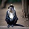 Mangabey Monkey At Rainforest. Generative AI