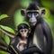 Mangabey Monkey At Rainforest. Generative AI