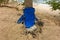 A mangled beach chair in the tropics