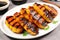 mango bbq grilled plantains on a white plate