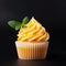 A mango cupcake with a blur background
