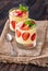 Mango custard with fresh strawberry