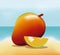 Mango fruit fresh harvest - beach background