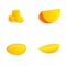 Mango fruit icons set cartoon vector. Ripe mango piece